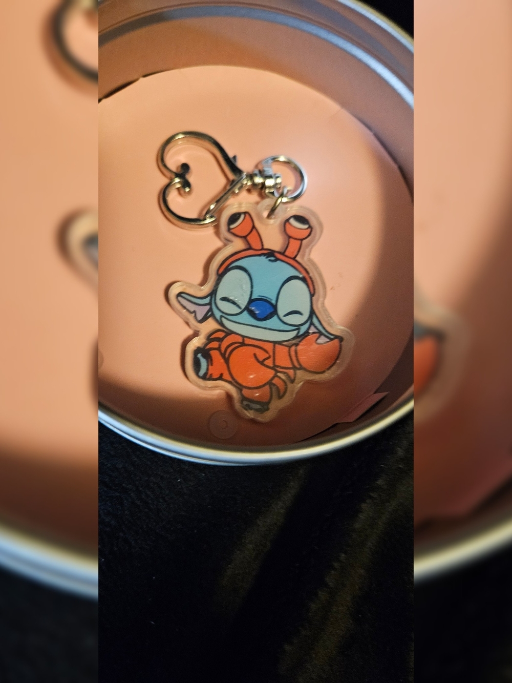 Disney stitch Cute Blue lobster Acrylic Keychain with Orange Outfit
